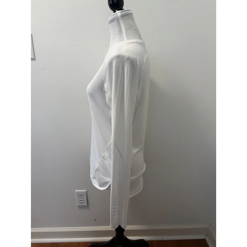 Nike Dri-FIT Running Women's T-Shirt M White Mesh Breathable Texture Long Sleeve